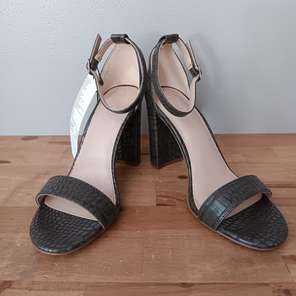 The Drop Rebecca Womens 7.5 Olive Green NWT Croc Block Heel